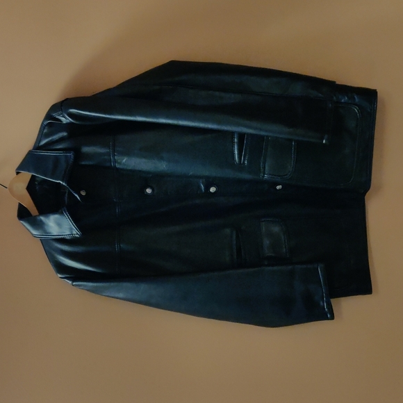 Men's Black Leather Jacket - Picture 1 of 13